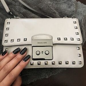 Michael Kors White Crossbody Bag with Silver Accents